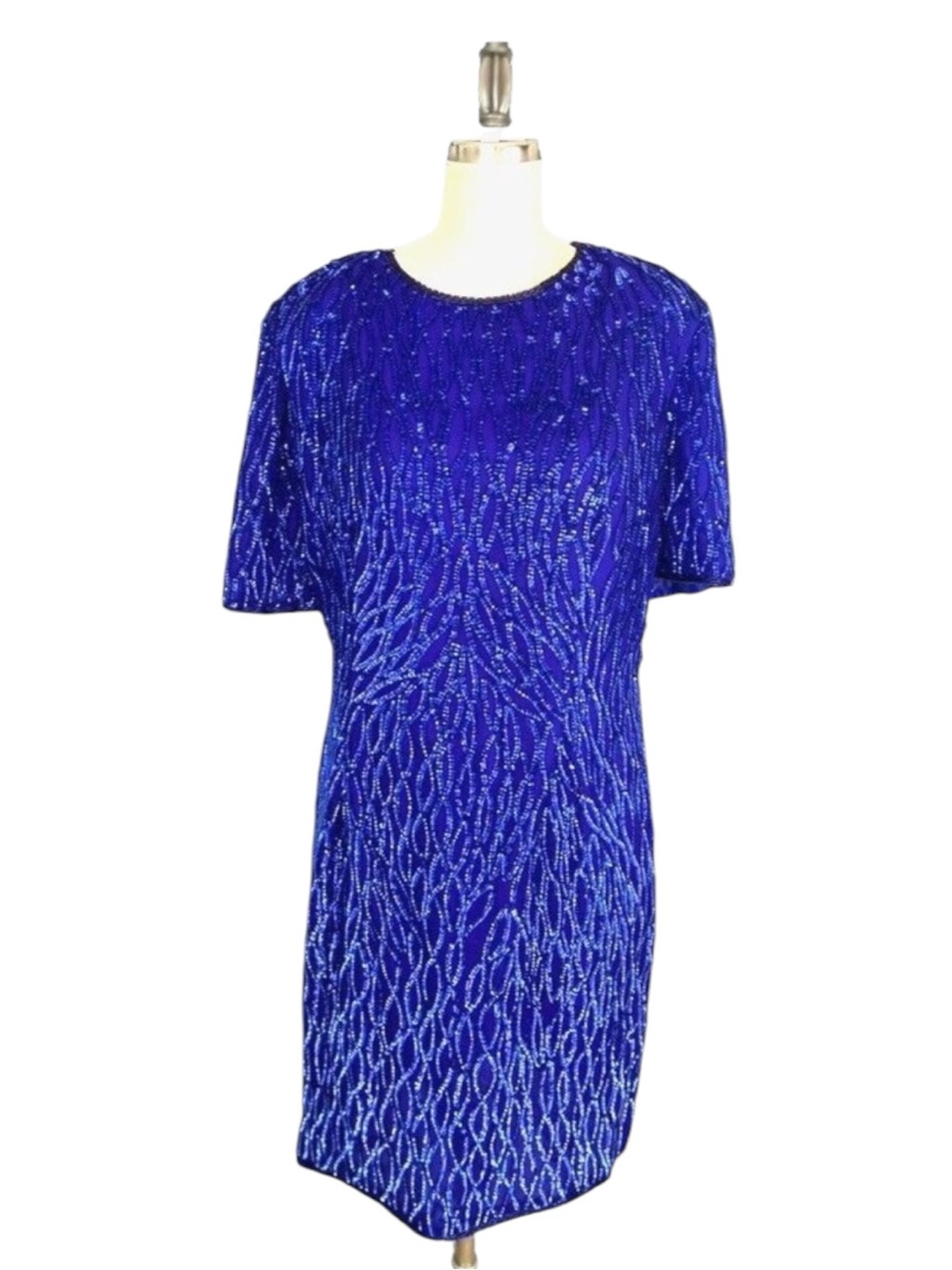 STENAY Silk Dress Sparkling Sequins Back Slit Vintage Beautiful Women’s Size 6